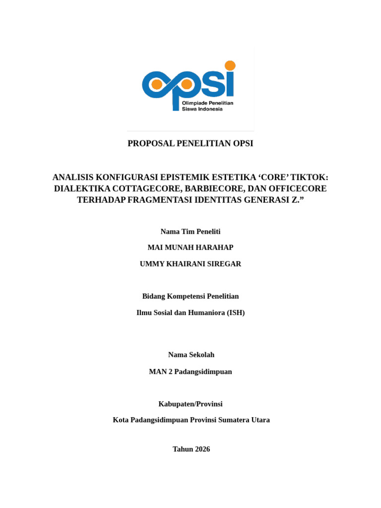 PROPOSAL PENELITIAN OPSI MAI_UMMY | PDF