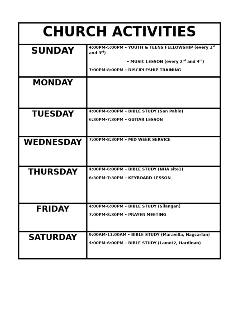 Church Activities | PDF
