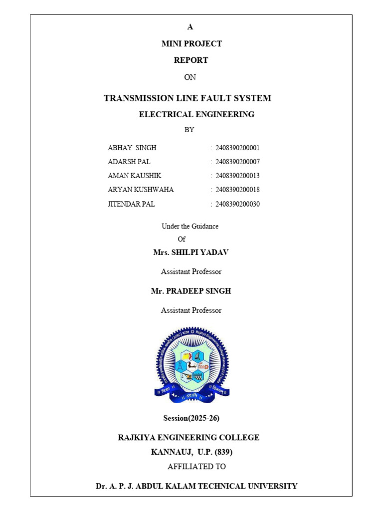 Project Report | PDF | Relay | Electric Power Transmission