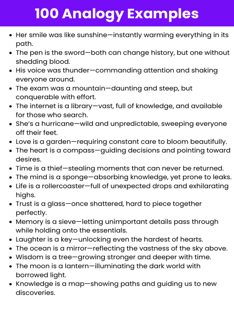 100 Analogy Examples | PDF