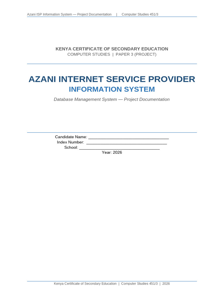 Azani ISP Complete Documentation | PDF | Databases | Microsoft Access