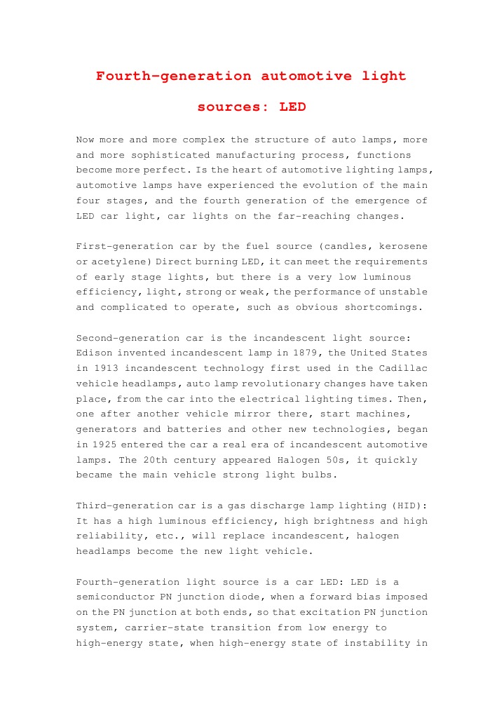 Evolution of Automotive LED Lighting | PDF | Technology & Engineering ...