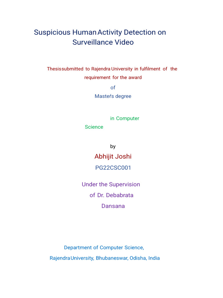 Suspicious Activity Detection on Surveillance Video Theasis | PDF ...