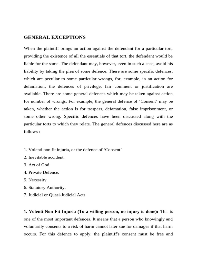 General Exceptions | PDF | Tort | Trespass