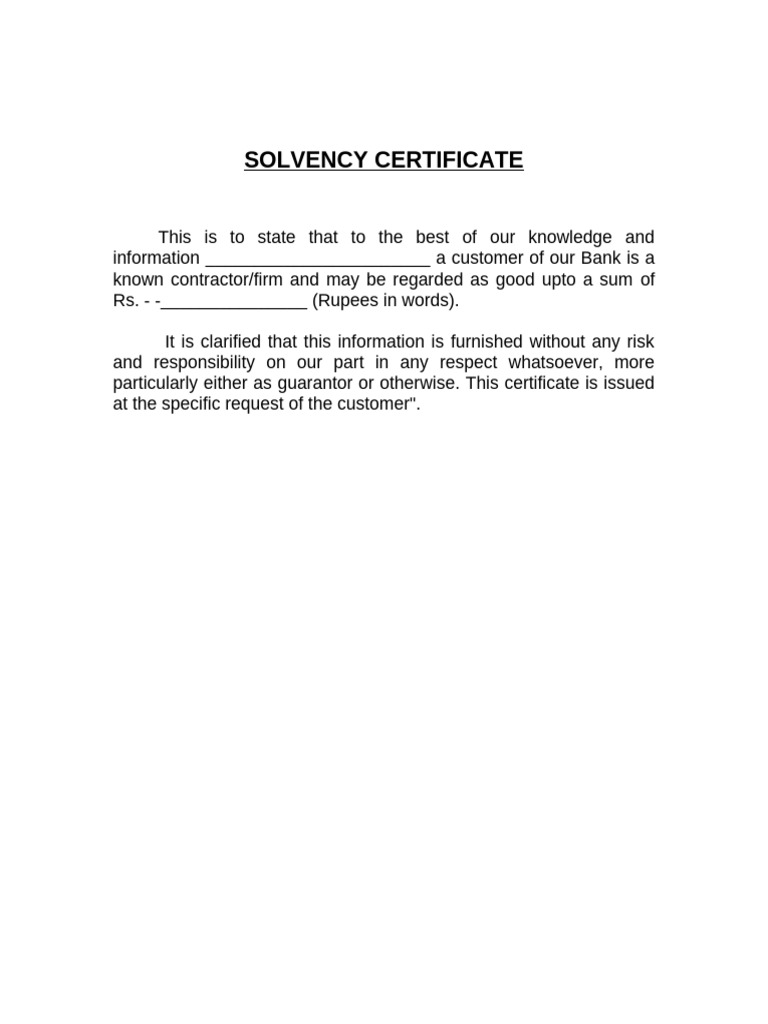 Solvency Certificate Format.doc | PDF