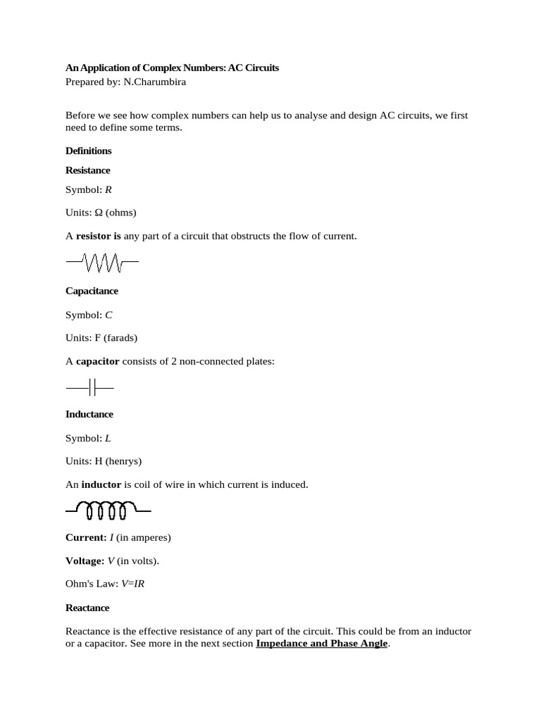 Tutorial on j Notation-complex Numbers | PDF | Electrical Impedance ...