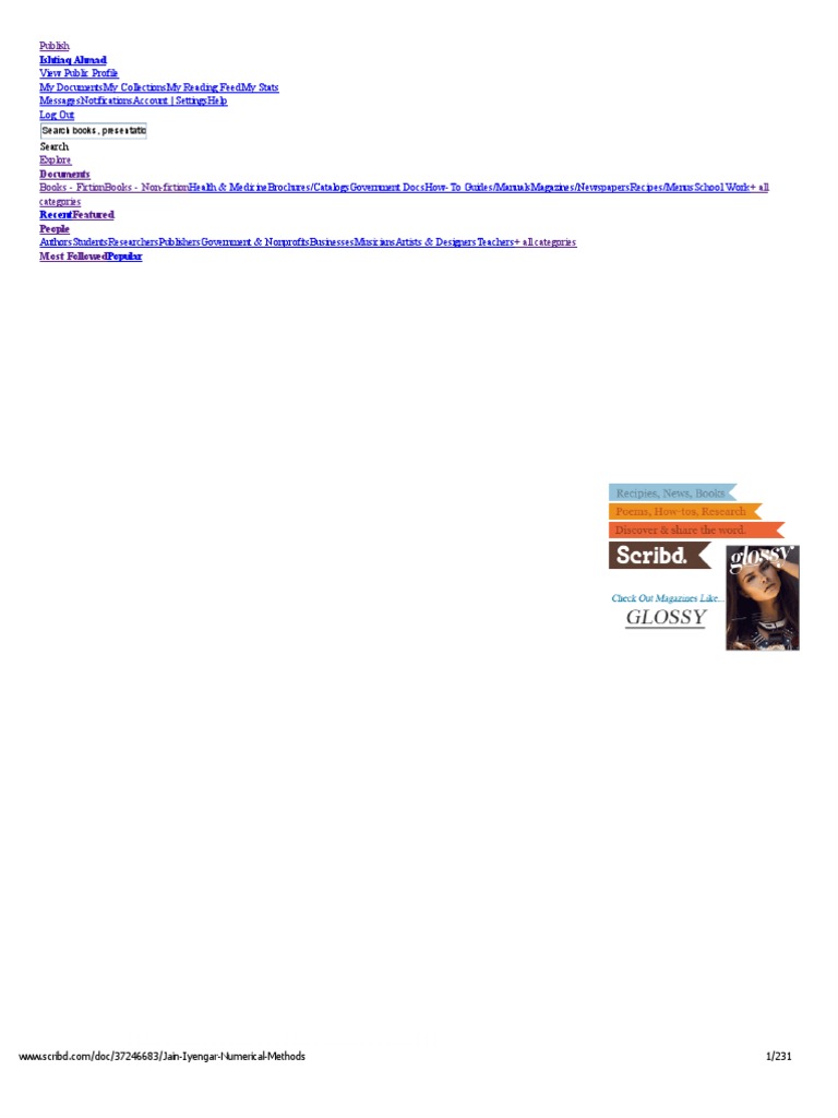 Jain Iyengar Numerical Methods PDF Interpolation Integral