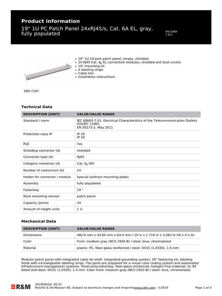 Product information 19" 1U PC Patch Panel | PDF | Electronics ...