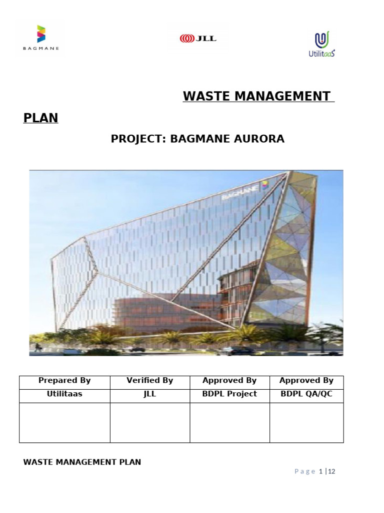Waste Management Plan[1] | PDF | Waste | Waste Management
