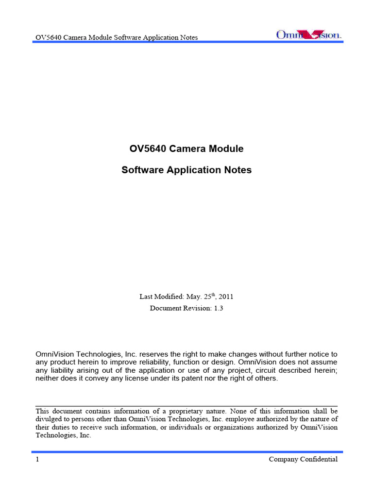 OV5640 Camera Module Software Application Notes 1.3 Sonix | PDF | Rgb ...