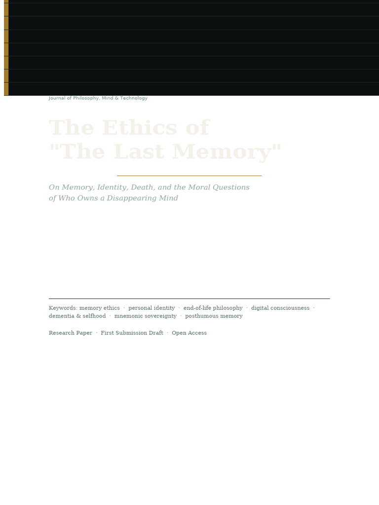 Ethics_of_the_last_memory | PDF | Self | Consciousness