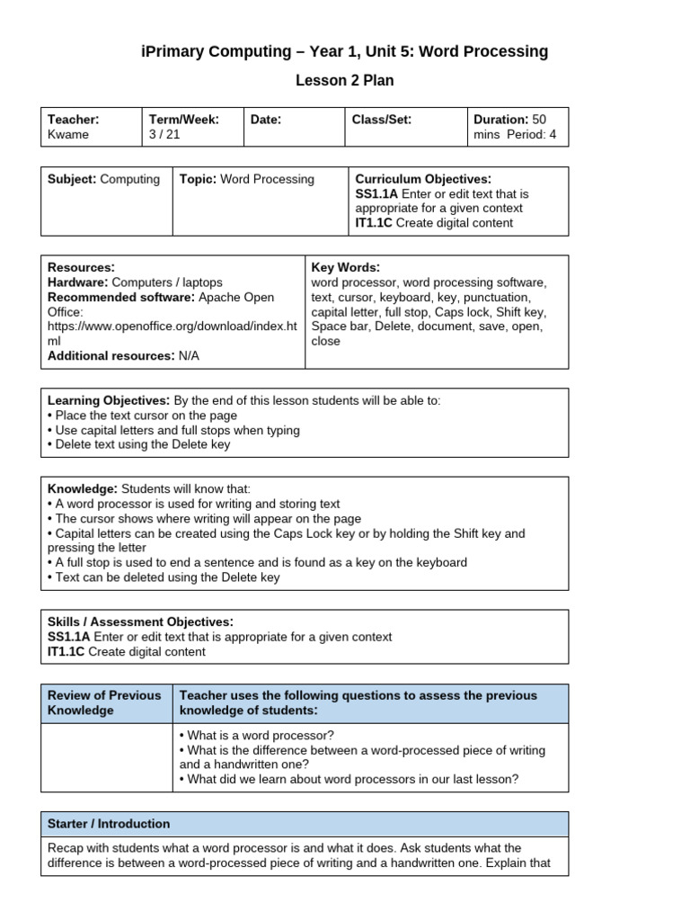 Unit5 Lesson2 Completed 1 | PDF | Computer Keyboard | Word Processor