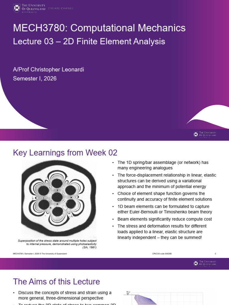 2026 L03 MECH3780 2D Finite Element Analysis (Completed) | PDF | Stress ...