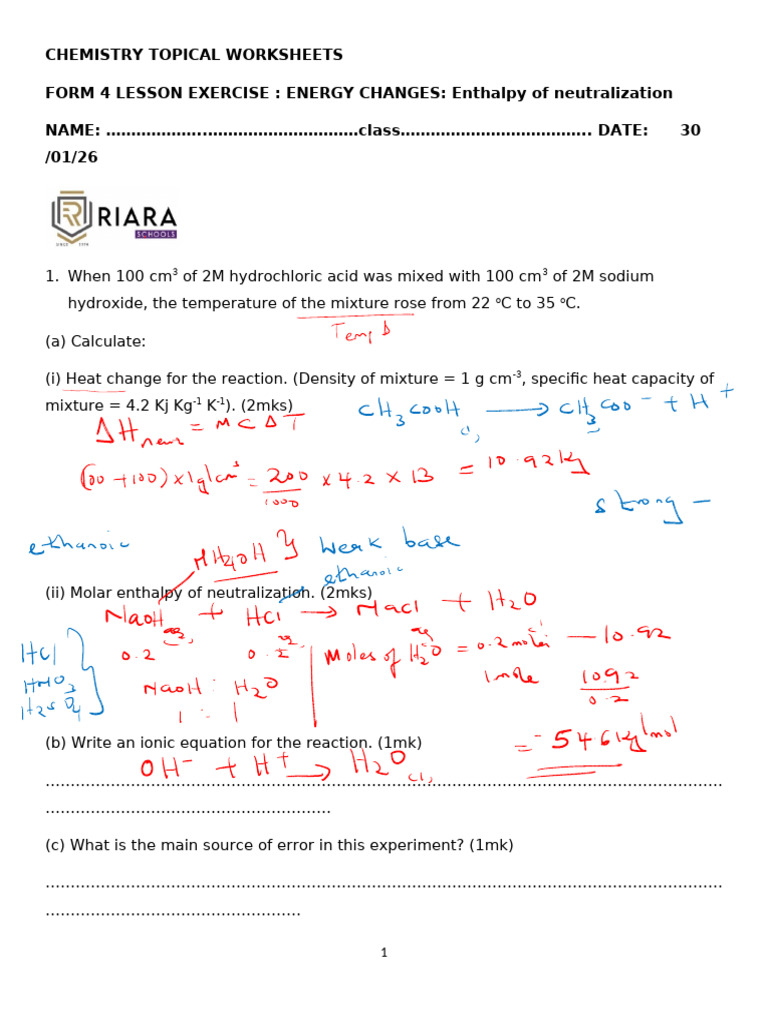 Chemistry Topical Worksheets- Neutralization | PDF | Acid | Sodium ...