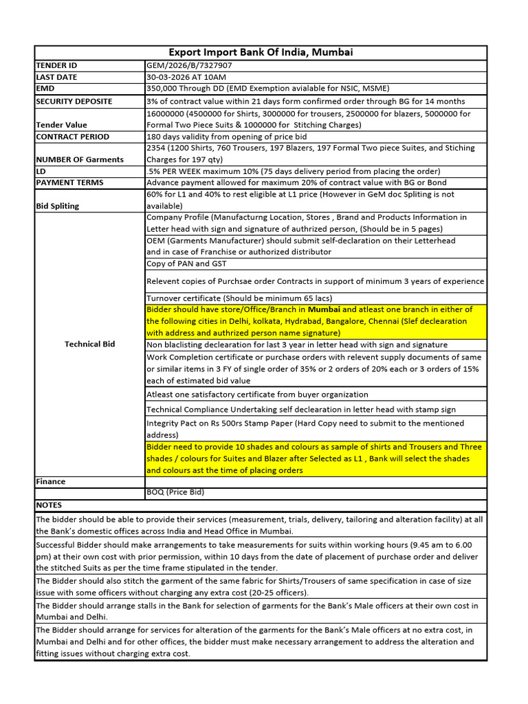 EXIM Bank Checklist | PDF