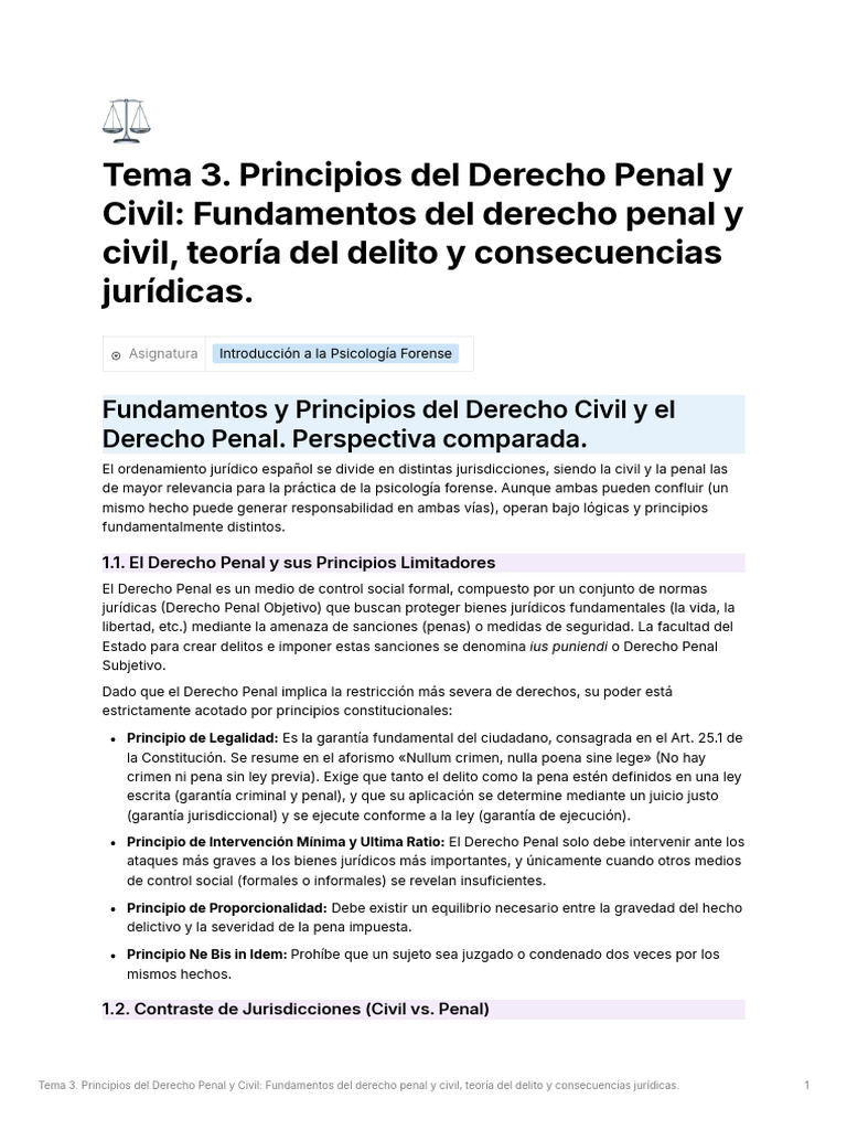 Tema3. Principios del Derecho civil y penal (1) | PDF | Derecho penal ...