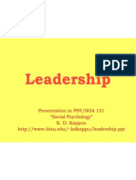Leadership: Presentation in PSY/SOA 131 "Social Psychology" K. D. Kappus