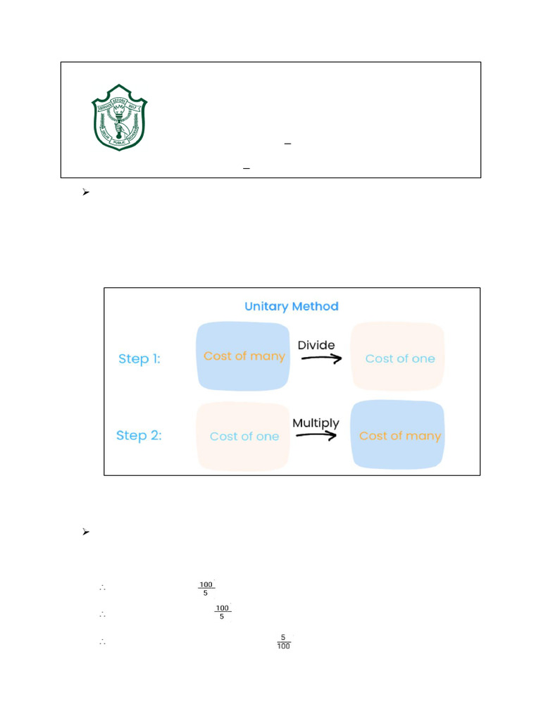 Class 5 Unitary Method | PDF