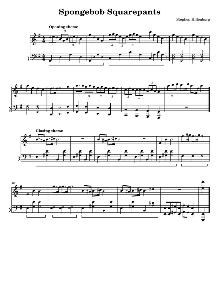 Spongebob Squarepants Opening and Closing Themes Stephen Hillenburg ...