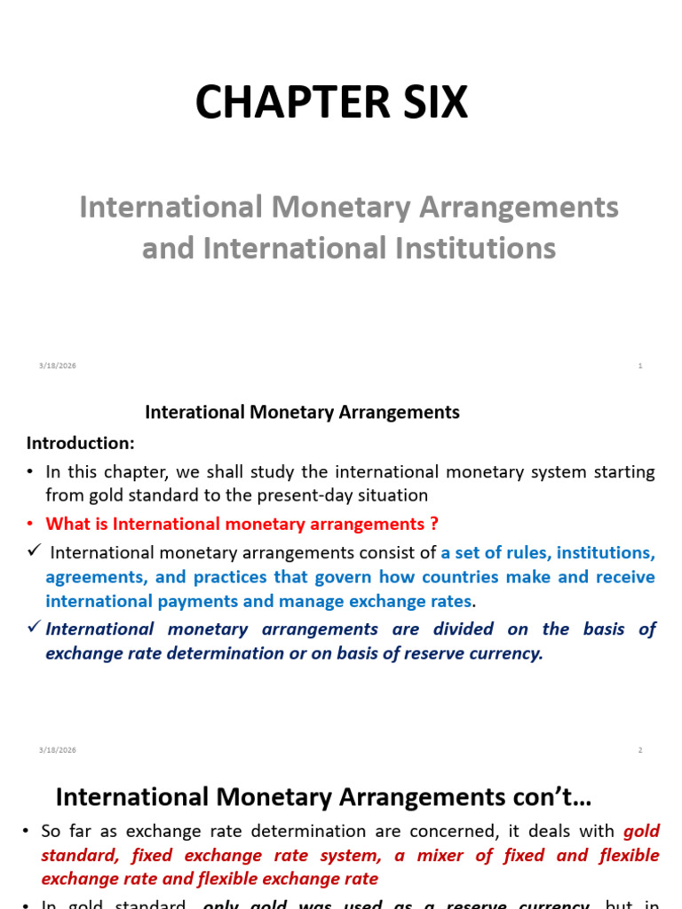 Chapter 6 - International Monetary System | PDF | Gold Standard ...