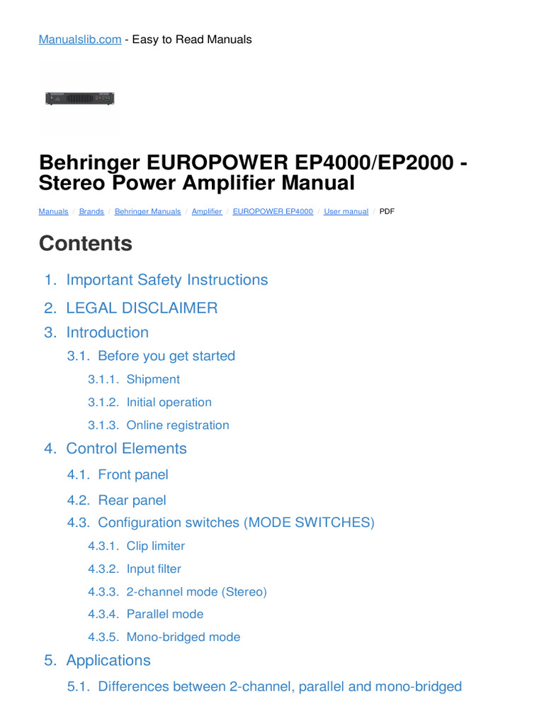 EP2000 | PDF | Amplifier | Loudspeaker