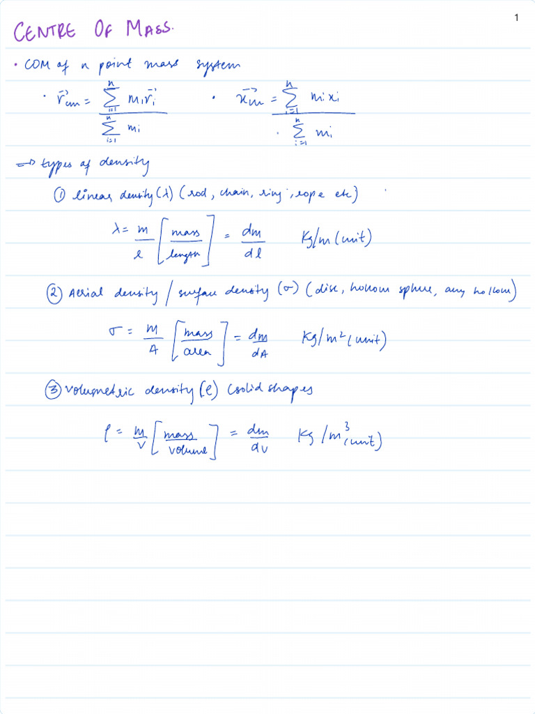 Centre of Mass [Formulas] | PDF