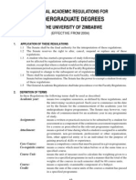Academic Regulations for Undergraduate Degrees at University of Zimbabwe