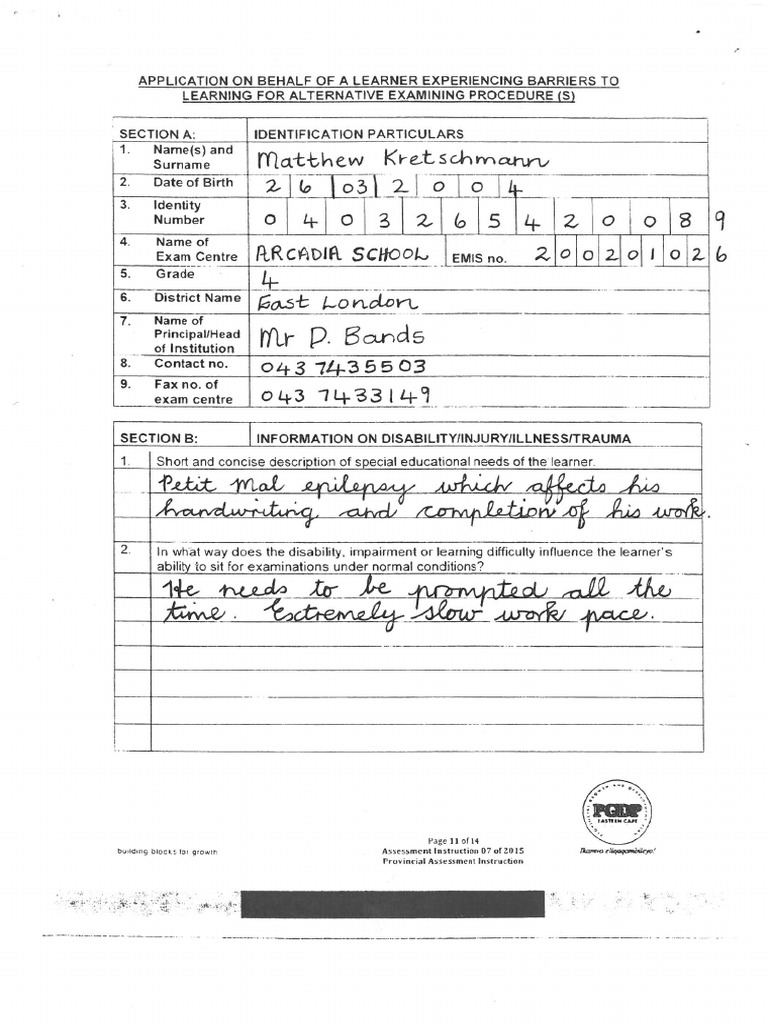 Another Correctly Filled in Form | PDF