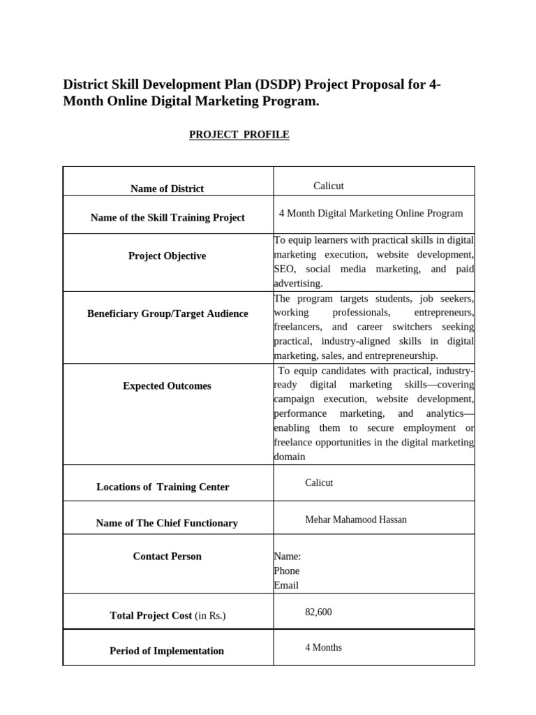 District Skill Development Plan | PDF | Digital Marketing | Learning