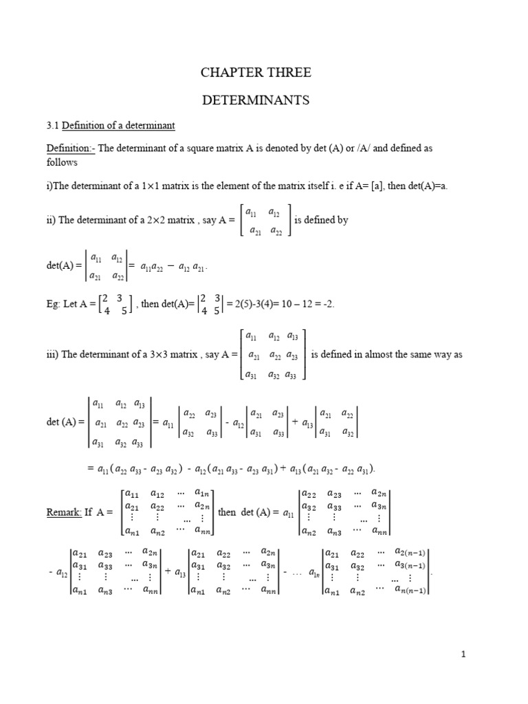 Chapter Three (Determinants) | PDF | Eigenvalues And Eigenvectors ...
