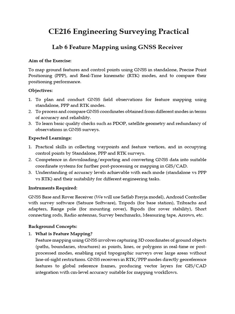 Feature Mapping Data Collection Excercise Using GNSS Receiver-1 | PDF ...