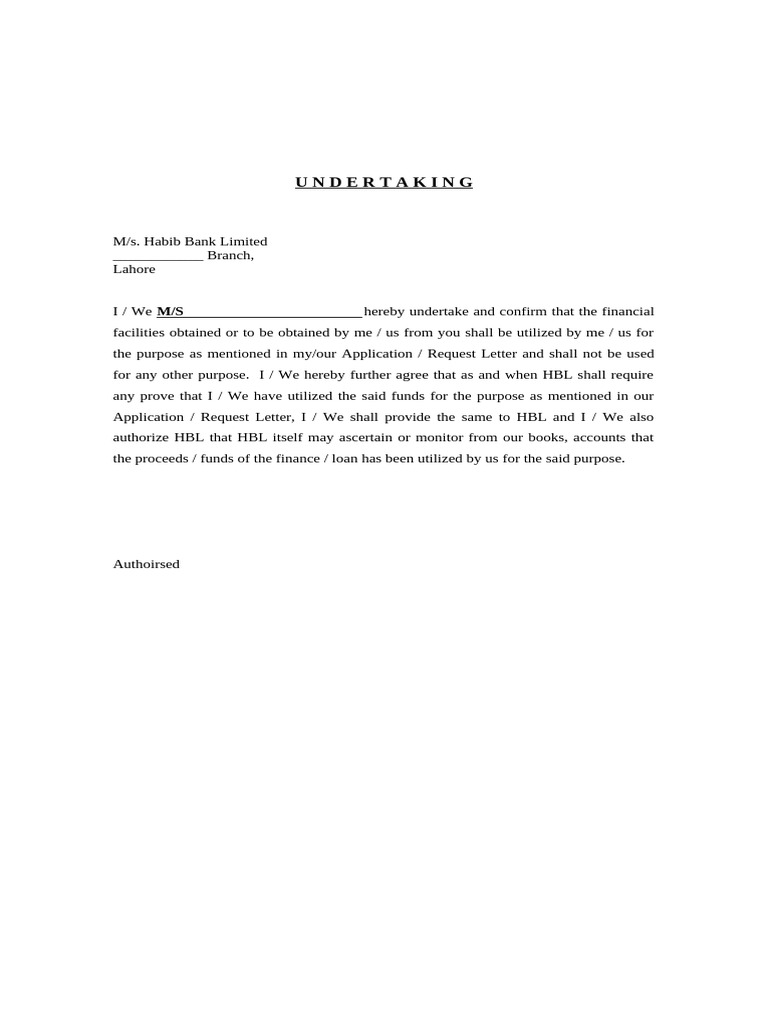 Undertaking on Letter Head | PDF