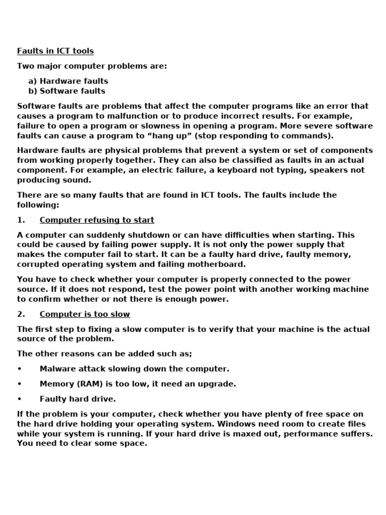 HW1 Faults in ICT Tools, Disassembling a Computer Grade 7 | PDF ...