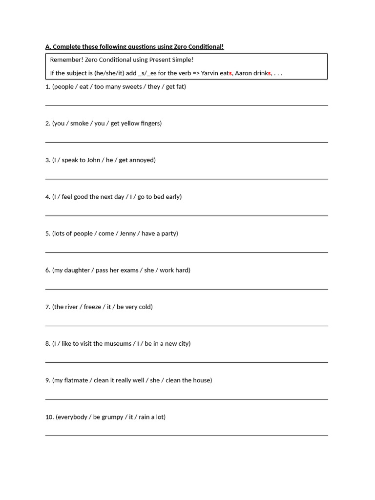 Test Zero Conditional + Question Tags | PDF
