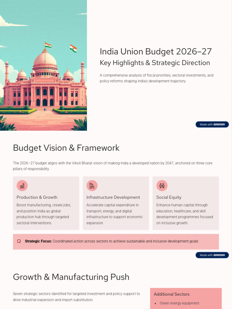 India Union Budget 2026 27 | PDF | Government Budget Balance ...