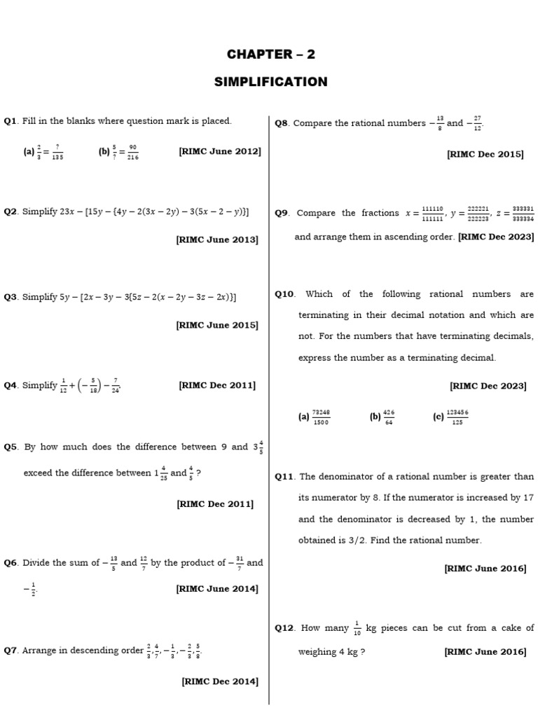 Chapter – 2 (Simplification) | PDF | Discrete Mathematics | Division ...