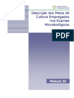 ANVISA - Descrição dos Meios de Cultura Empregados nos Exames Microbiológicos