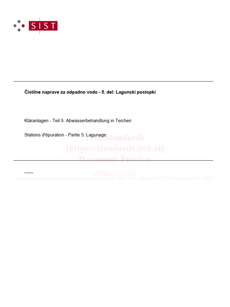 SIST-EN-12255-5-2024 | PDF | Sewage Treatment | Pollution