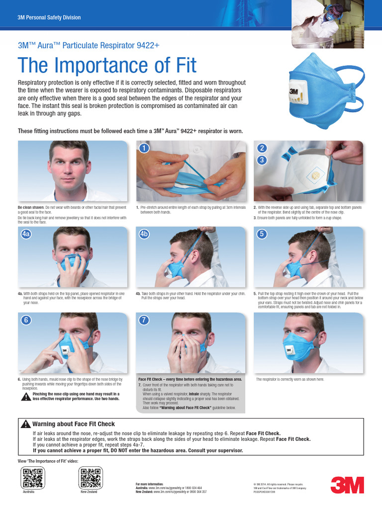 3M Aura Respirator 9422 Fit Poster | PDF | Personal Protective ...