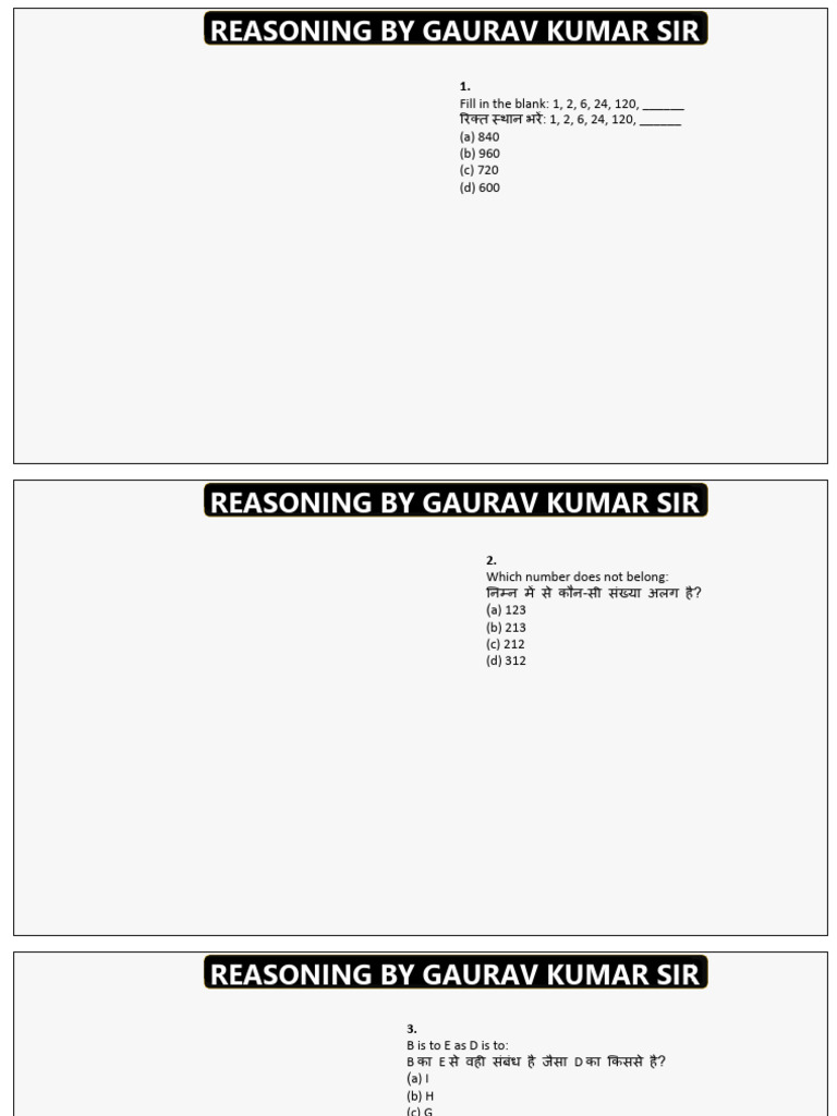 Reasoning Practice Set-2026 | PDF