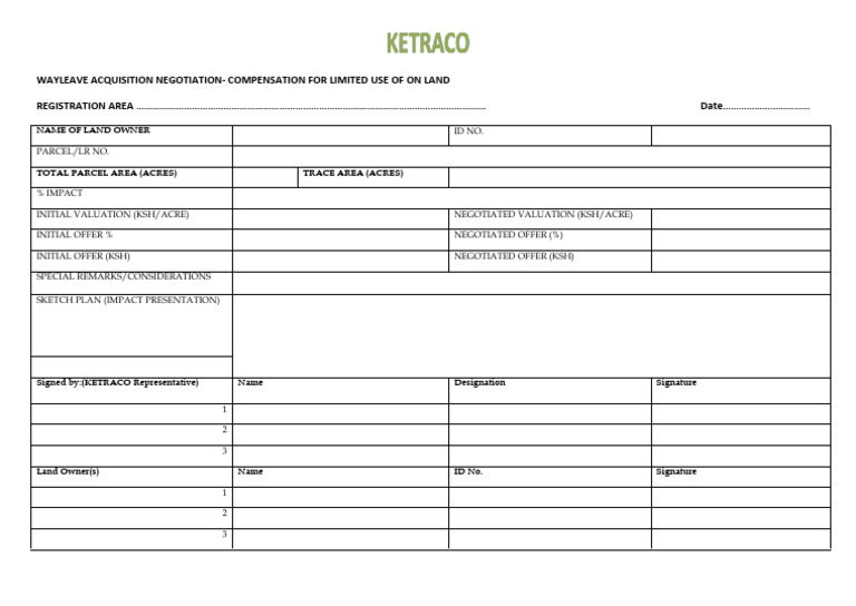 Land Negotiation Form Revised | PDF