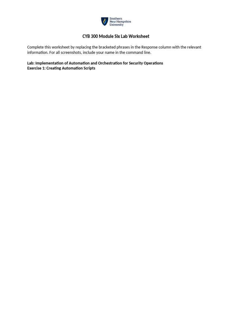 CYB 300 Module Six Lab Worksheet | PDF