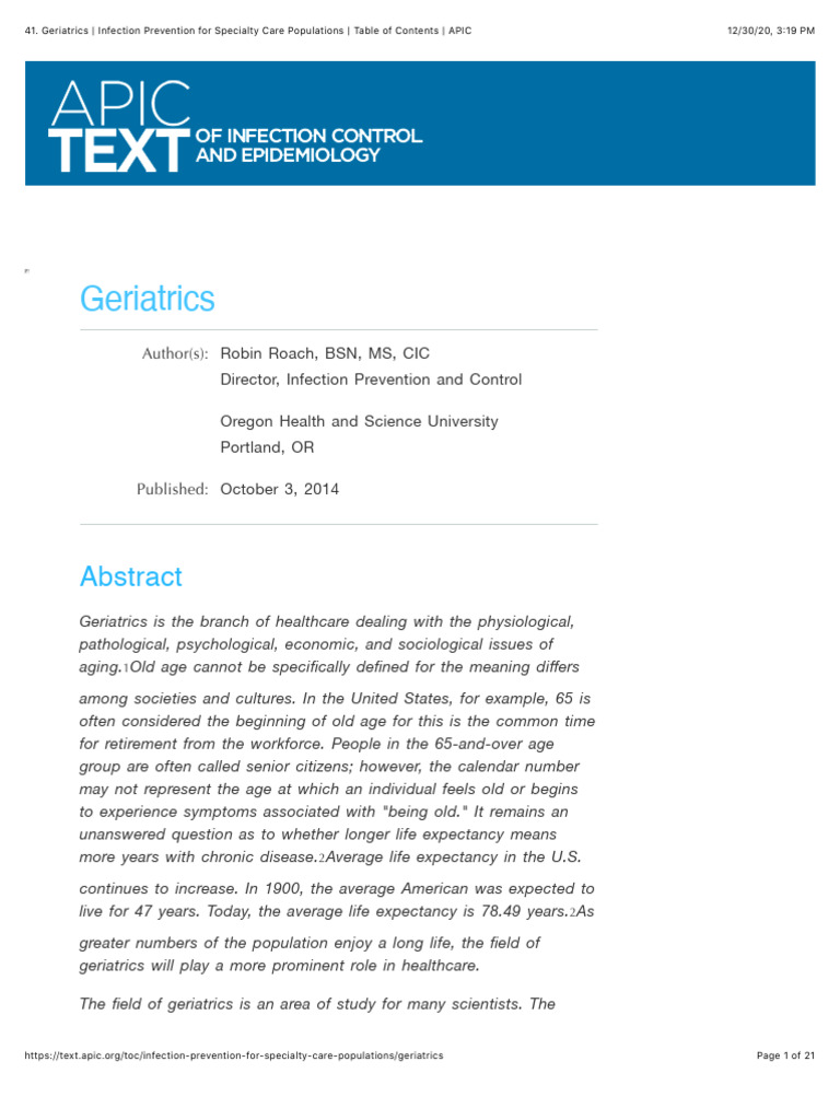 41. Geriatrics _ Infection Prevention for Specialty Care Populations ...