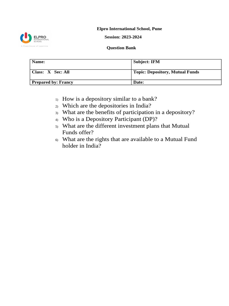IFM 10 STD Depository | PDF