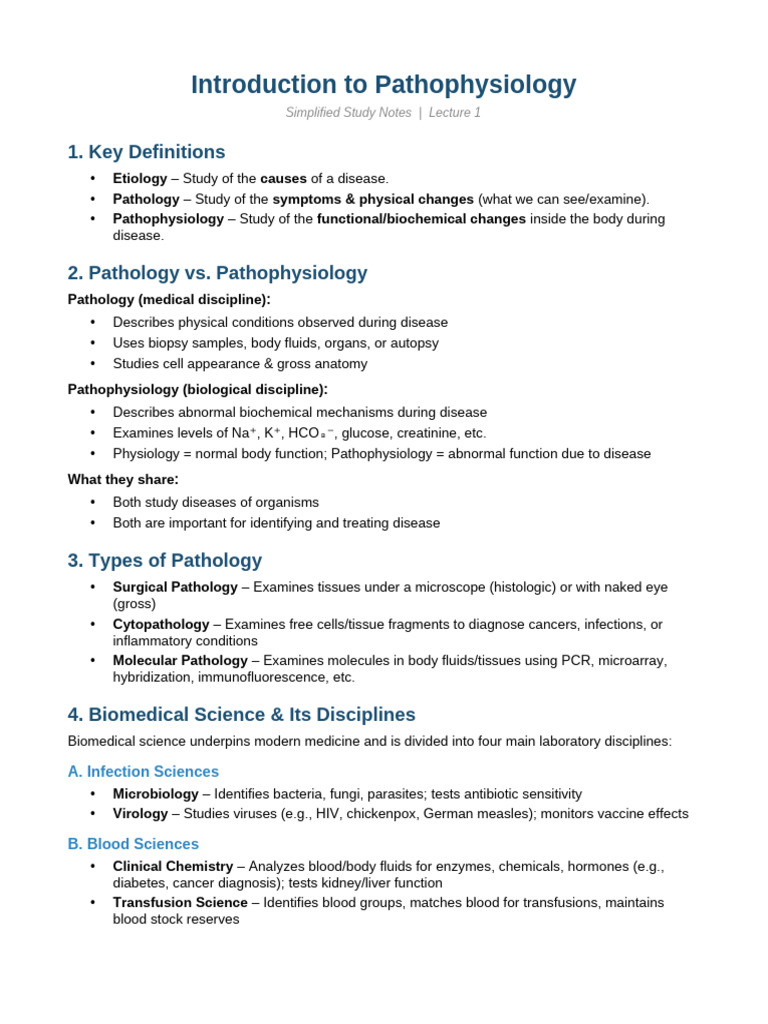 Patho Lecture1 Notes-1 | PDF | Pathology | Cytopathology
