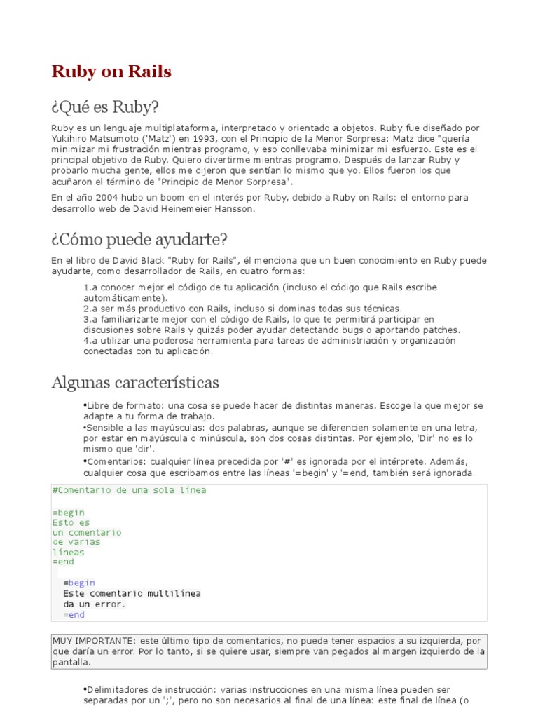 Ruby On Rails | PDF | Expresión regular | Objeto (informática)