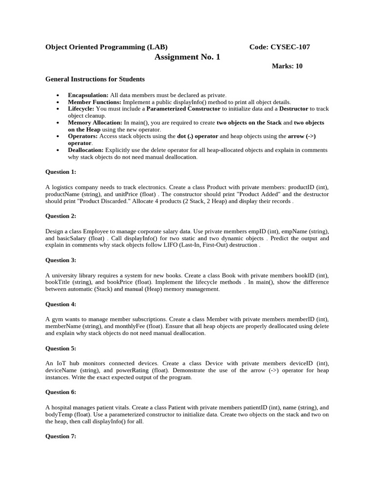 Oop Lab Assignment 1(Cysec107) | PDF | Method (Computer Programming ...