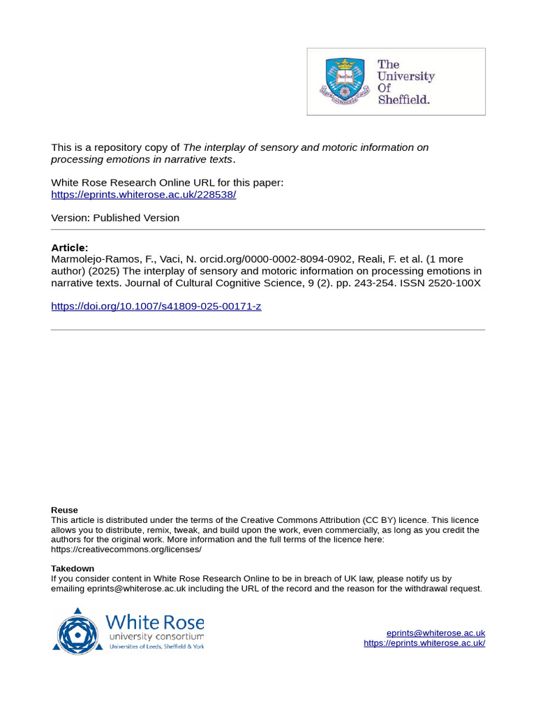 The Interplay of Sensory and Motoric Information | PDF | Embodied ...