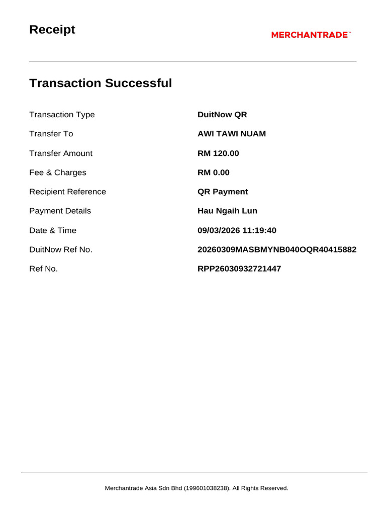 Recent Transaction RPP26030932721447 | PDF