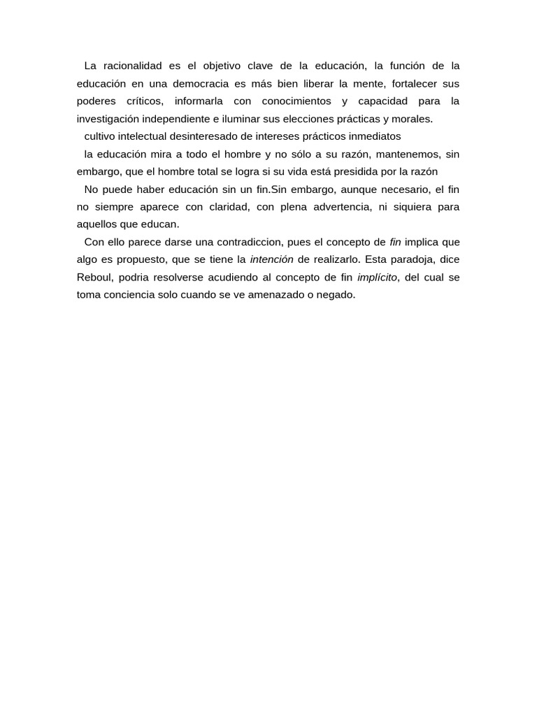 ¿Como Propone La Autora Al Fin de La Educacion | PDF